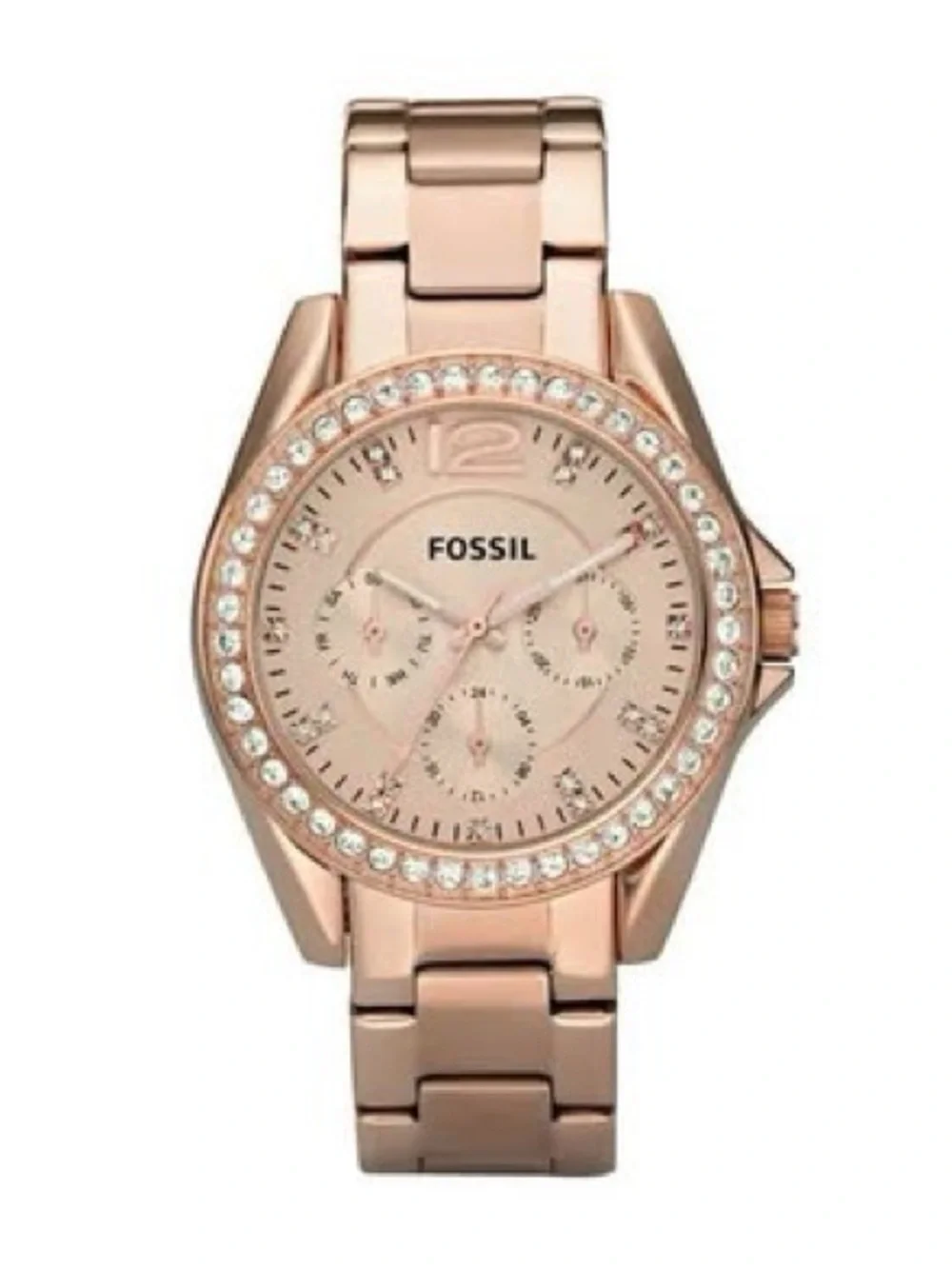 Fossil Rose Gold Tone Crystal Bezel Women's Watch